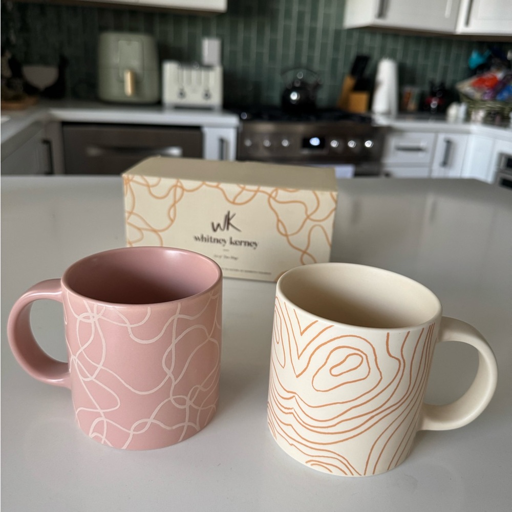Whitney Kerney Pink and Cream Mug Set - Brand New